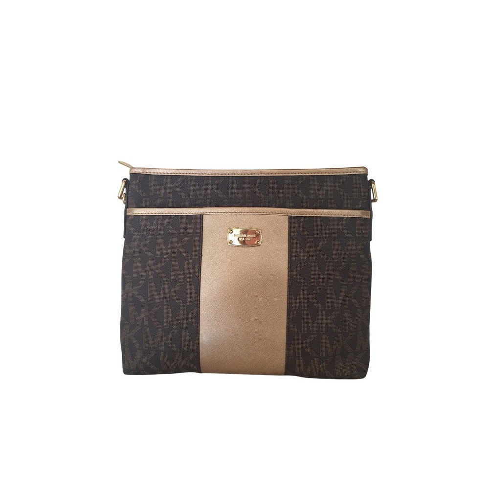 Michael Kors Crossbody Bag Brown  Saffiano Leather Medium Purse Handbag‎